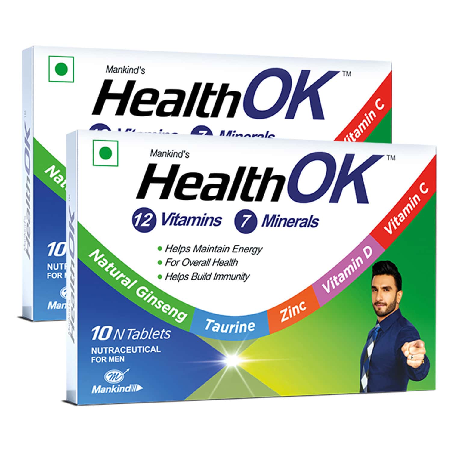Health Ok Multivitamin With Vitamin D | C & Other 17 Multivitamins Minerals 10 Tablets X Pack Of 2