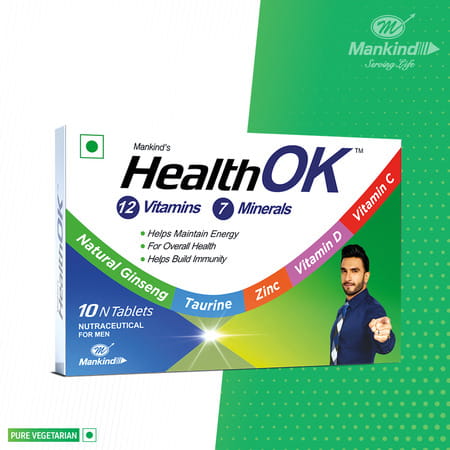 Health Ok Multivitamin With Vitamin D | C & Other 17 Multivitamins Minerals 10 Tablets X Pack Of 2