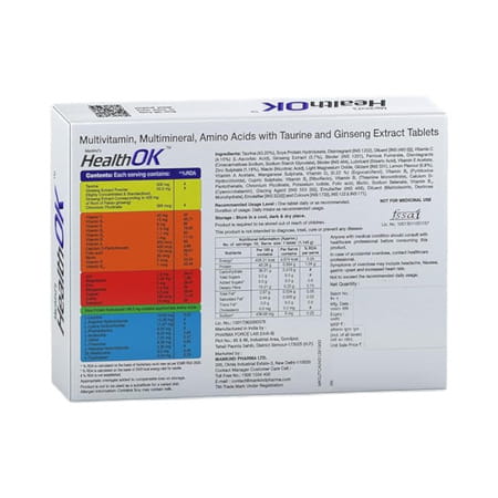 Health Ok Multivitamin With Vitamin D | C & Other 17 Multivitamins Minerals 10 Tablets X Pack Of 2