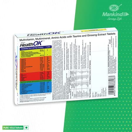 Health Ok Multivitamin With Vitamin D | C & Other 17 Multivitamins Minerals 10 Tablets X Pack Of 2