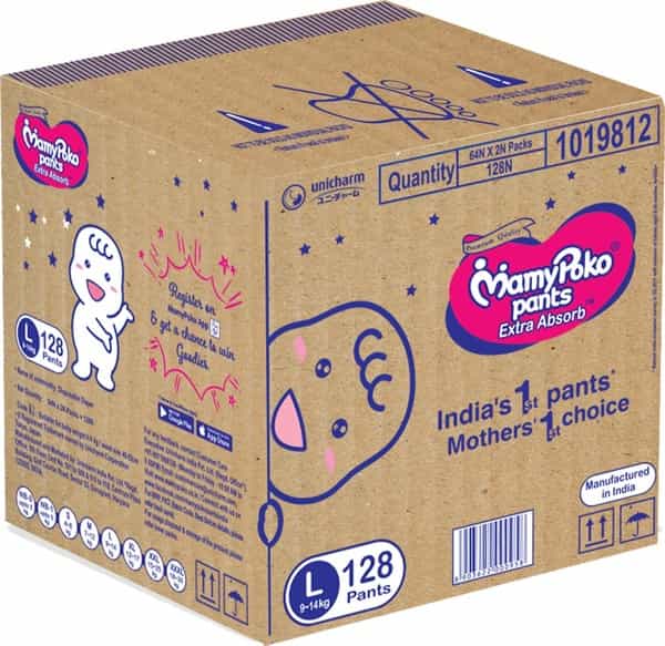 Mamypoko Pants Extra Absorb Diaper - Large Size Pack Of 128 Diapers