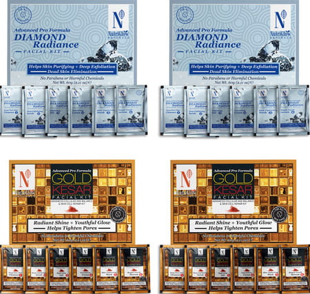 Nutriglow Natural's Advanced Pro Formula 4 Set Gold Kesar & Diamond Radiance Facial Kit (60gm) Each