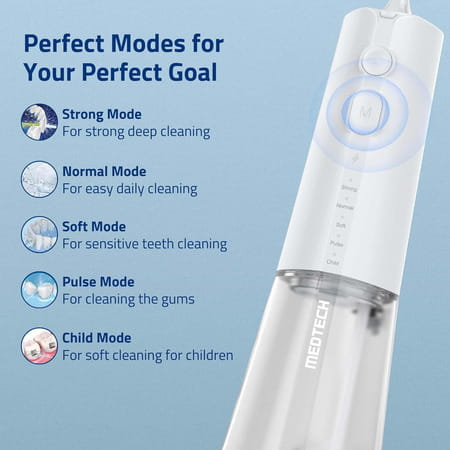 Medtech Handyfloss Aqua Water Flosser For Teeth | 300Ml Large Water Tank | 5 Cleaning Modes | 3 Tips