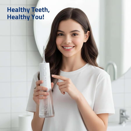 Medtech Handyfloss Aqua Water Flosser For Teeth | 300Ml Large Water Tank | 5 Cleaning Modes | 3 Tips