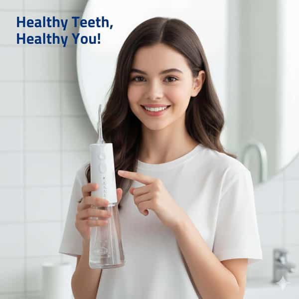Medtech Handyfloss Aqua Water Flosser For Teeth | 300Ml Large Water Tank | 5 Cleaning Modes | 3 Tips