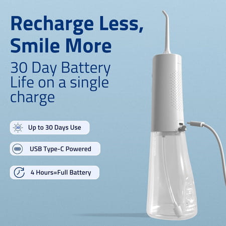 Medtech Handyfloss Aqua Water Flosser For Teeth | 300ml Large Water Tank | 5 Cleaning Modes | 3 Tips