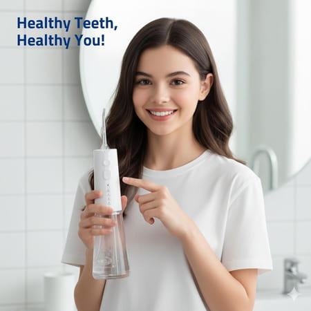 Medtech Handyfloss Aqua Water Flosser For Teeth | 300ml Large Water Tank | 5 Cleaning Modes | 3 Tips