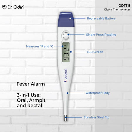 Dr. Odin Odt 311 Digital Thermometer For Precise Temperature Monitoring (White & Blue) Pack Of 3