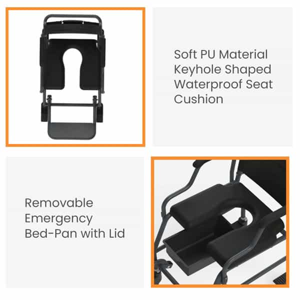 Arcatron Mobility 2000 Rollover Commode Wheelchair, Removable Armrest, Locking Wheels|Capacity 150Kg