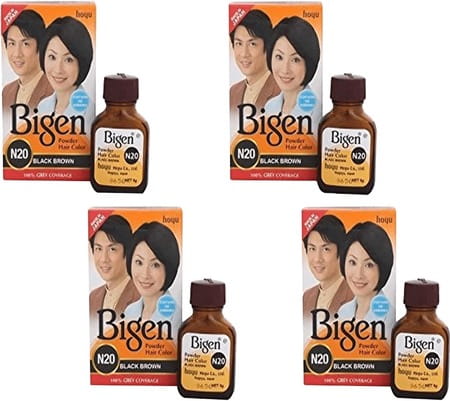 Bigen Powder Hair Color Black Brown N20 (6g Pack Of 4)