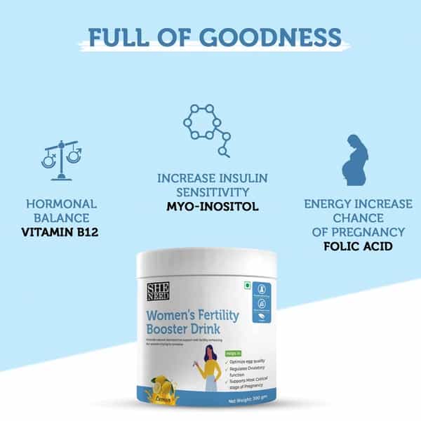 Sheneed Womens Fertility Booster Drink For Women With Vitamin B-12 | Myo-Inositol-300Gm