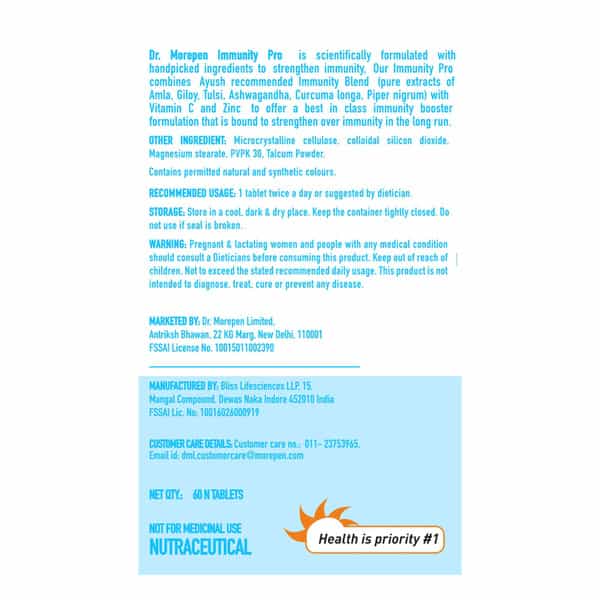 Dr. Morepen Immunity Pro | Daily Immunity Enhancement | Tablets | 60 No's