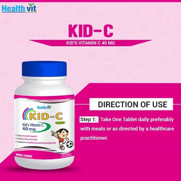 Healthvit Kid-C Kid's Vitamin-C Chewable - 60 Tablets - Pack Of 2