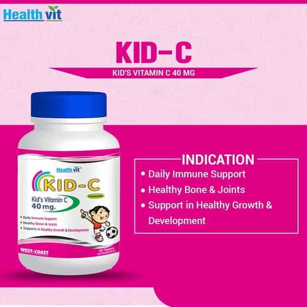 Healthvit Kid-C Kid's Vitamin-C Chewable - 60 Tablets - Pack Of 2