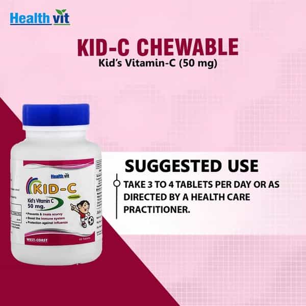 Healthvit Kid-C Kid's Vitamin-C Chewable - 60 Tablets - Pack Of 2