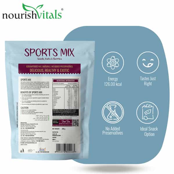 Nourishvitals Healthy Munching Combo Barbeque Pumpkin Roasted Seed Sports Mix Seeds (200Gm Each)