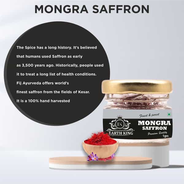 Earth King Natural & Finest Grade A++ Mongra Saffron Thread Kesar/Keshar/Zafran|Pregnant Women - 1Gm