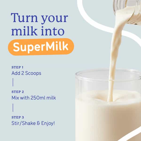 Gritzo Supermilk Growth (2-6Y Boy & Girl) Unsweetened Drink Mix | 6G Protein (Creamy Vanilla | 300G)