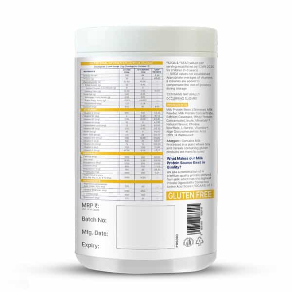 Gritzo Supermilk Growth (2-6Y Boy & Girl) Unsweetened Drink Mix | 6G Protein (Creamy Vanilla | 300G)