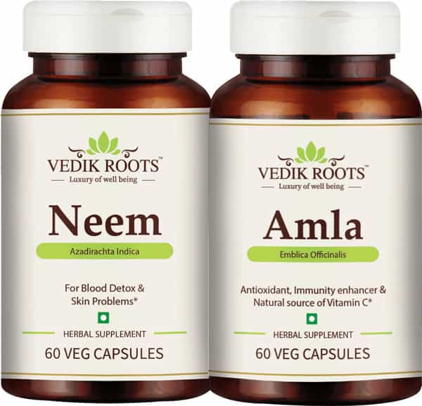 Vedikroots Neem + Amla 60 Capsules For Skin Rejuvenator Combo