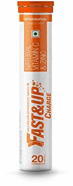 Fast And Up Charge Effervescent Vitamin C And Zinc Supplements Orange Tablet (3*20)