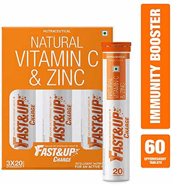 Fast And Up Charge Effervescent Vitamin C And Zinc Supplements Orange Tablet (3*20)