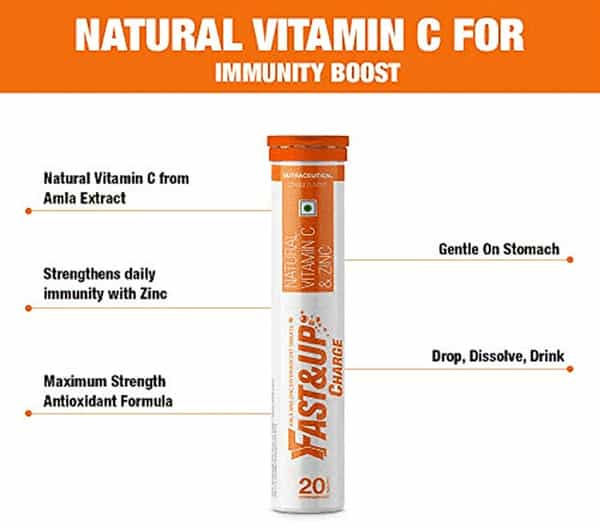 Fast And Up Charge Effervescent Vitamin C And Zinc Supplements Orange Tablet (3*20)