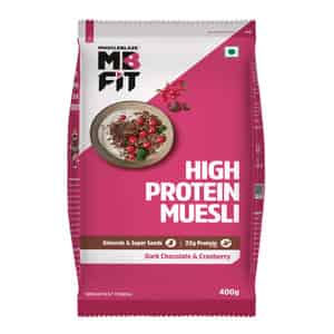 Muscleblaze High Protein Muesli 400 G | Dark Chocolate & Cranberry | Protein Breakfast Cereals