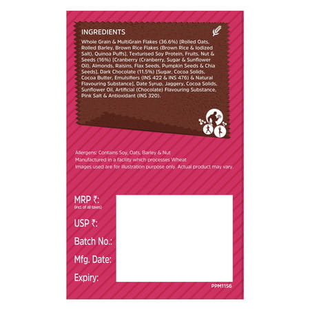 Muscleblaze High Protein Muesli 400 G | Dark Chocolate & Cranberry | Protein Breakfast Cereals