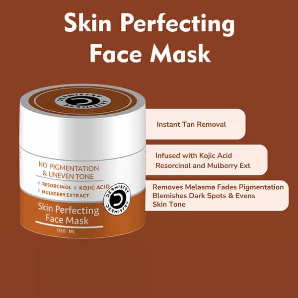 Dermistry Kojic Acid D Detan Dull Skin Uneven Tone Remove Instant Glow Fairness Face Pack Mask 100Ml