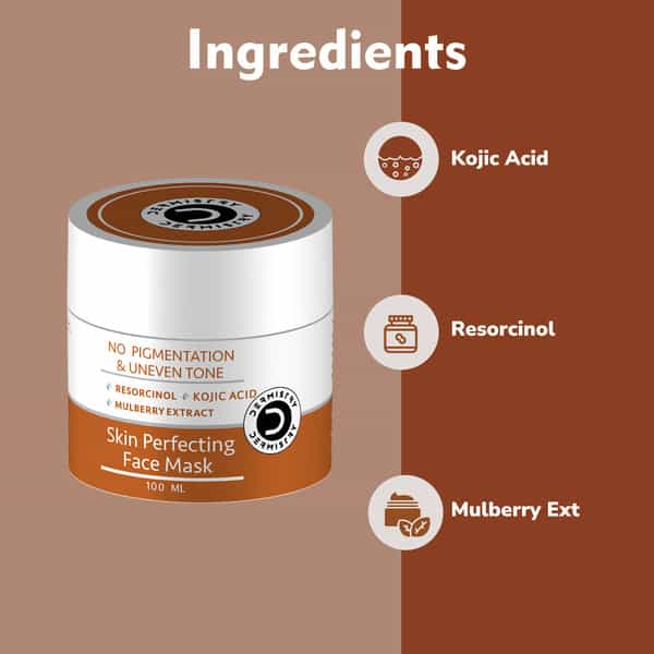 Dermistry Kojic Acid D Detan Dull Skin Uneven Tone Remove Instant Glow Fairness Face Pack Mask 100Ml