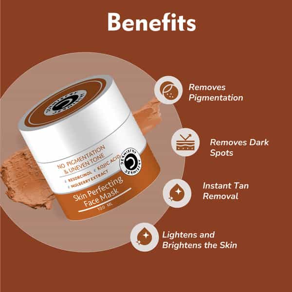 Dermistry Kojic Acid D Detan Dull Skin Uneven Tone Remove Instant Glow Fairness Face Pack Mask 100Ml