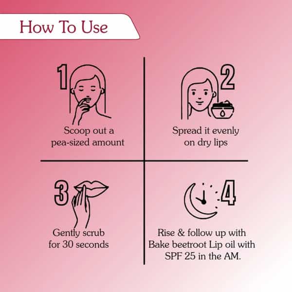 Bake 2% Kojic Acid Beetroot Lip Scrub For Dark Lips | Exfoliates & Hydrates | 25G