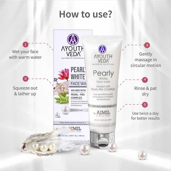 Ayouthveda Pearly White Face Wash With Antioxidants & Vitamin C For Bright | Even Toned Skin 100 Ml