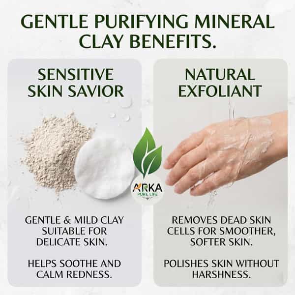 Arka Pure Life 100% Pure Kaolin Clay Powder For Face Mask & Diy Skincare ( 200G )
