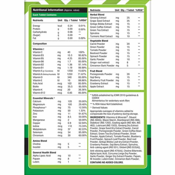Musclexp Multigreens & Fruits Multivitamin 60 Tablets