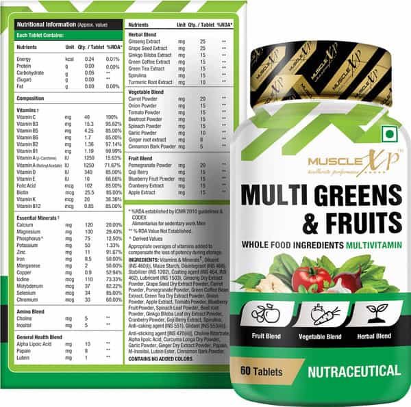 Musclexp Multigreens & Fruits Multivitamin 60 Tablets