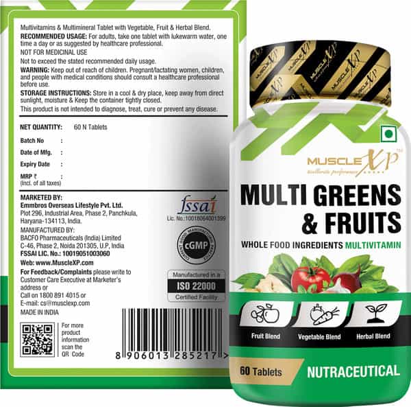 Musclexp Multigreens & Fruits Multivitamin 60 Tablets