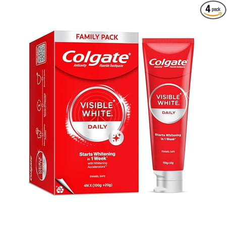 Colgate Visible White Teeth Whitening Toothpaste - 100g X 4 - 400g