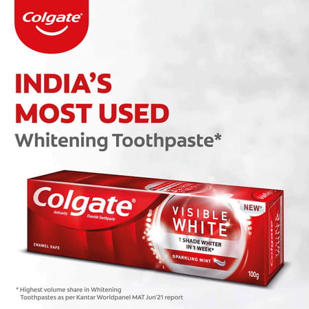 Colgate Visible White Teeth Whitening Toothpaste Family Pack (100G +20G) 480 Gm