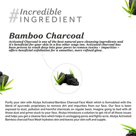 Atulya Activated Organic Bamboo Charcoal Face Wash With Silicone Brush Applicator - 150 Ml