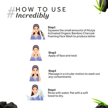 Atulya Activated Organic Bamboo Charcoal Face Wash With Silicone Brush Applicator - 150 Ml