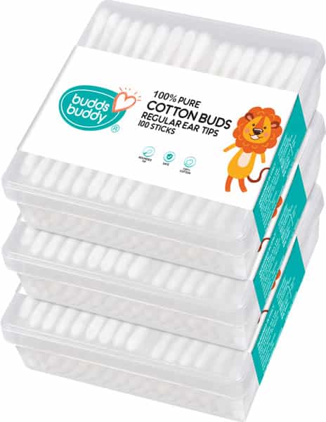 Buddsbuddy Combo Of 3 100% Pure Cotton Buds Regular Ear Tips 100 Sticks Each