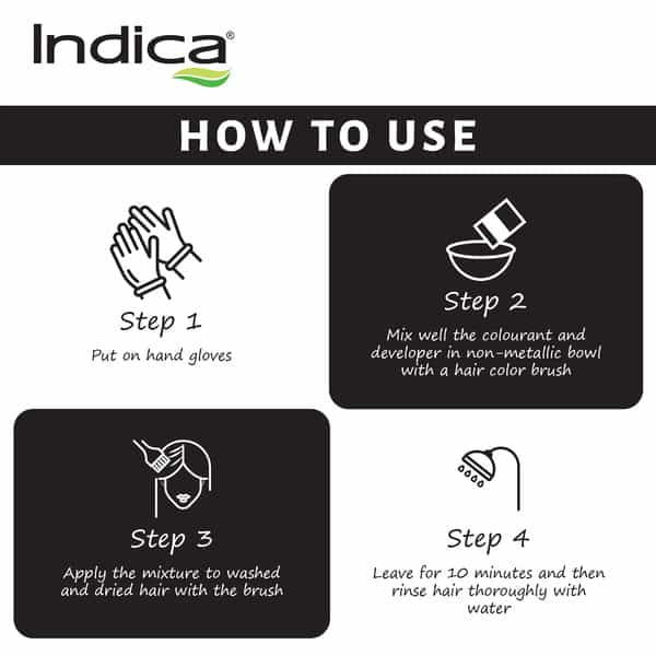 Indica Creme 10 Minutes Hair Color, Long Lasting Colour,Walnut And Silk Proteins,20G + 20Ml,Black