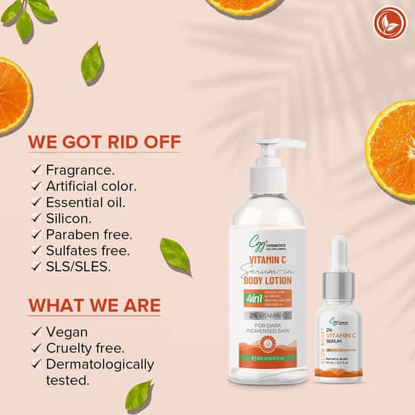 Cgg Cosmetics Vitamin C Serum In Body Lotion - Body Wash With Free Vitamin C Serum Combo 200 Ml