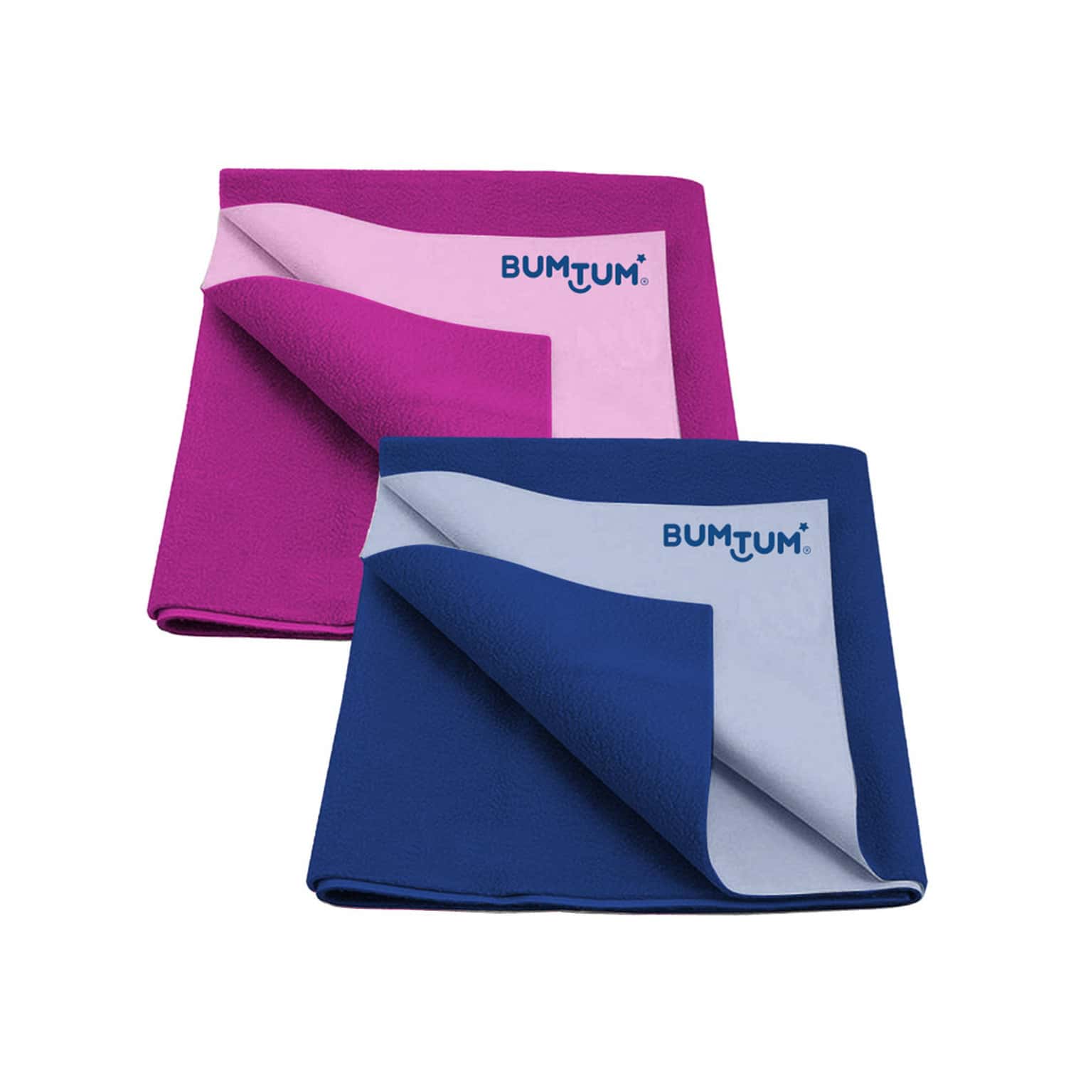 Bumtum Dry Sheet Leakproof Baby Bed Protector (Grape + Royal Blue Small Size 50*70cm|Pack Of 2)