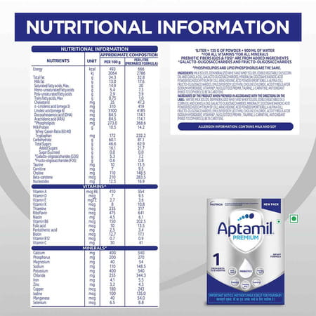 Aptamil Premium | 1 Infant Formula | From Birth To 6 Months | Box 400 Gm