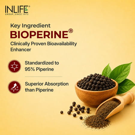Inlife Turmeric Extract Curcumin C3 Complex (95% Curcuminoids) With Piperine- 60 Veg Caps