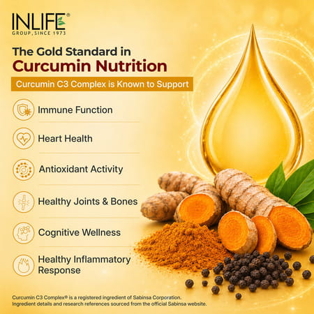 Inlife Turmeric Extract Curcumin C3 Complex (95% Curcuminoids) With Piperine- 60 Veg Caps