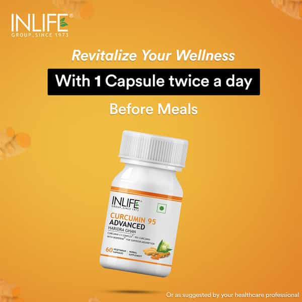 Inlife Turmeric Extract Curcumin C3 Complex (95% Curcuminoids) With Piperine- 60 Veg Caps